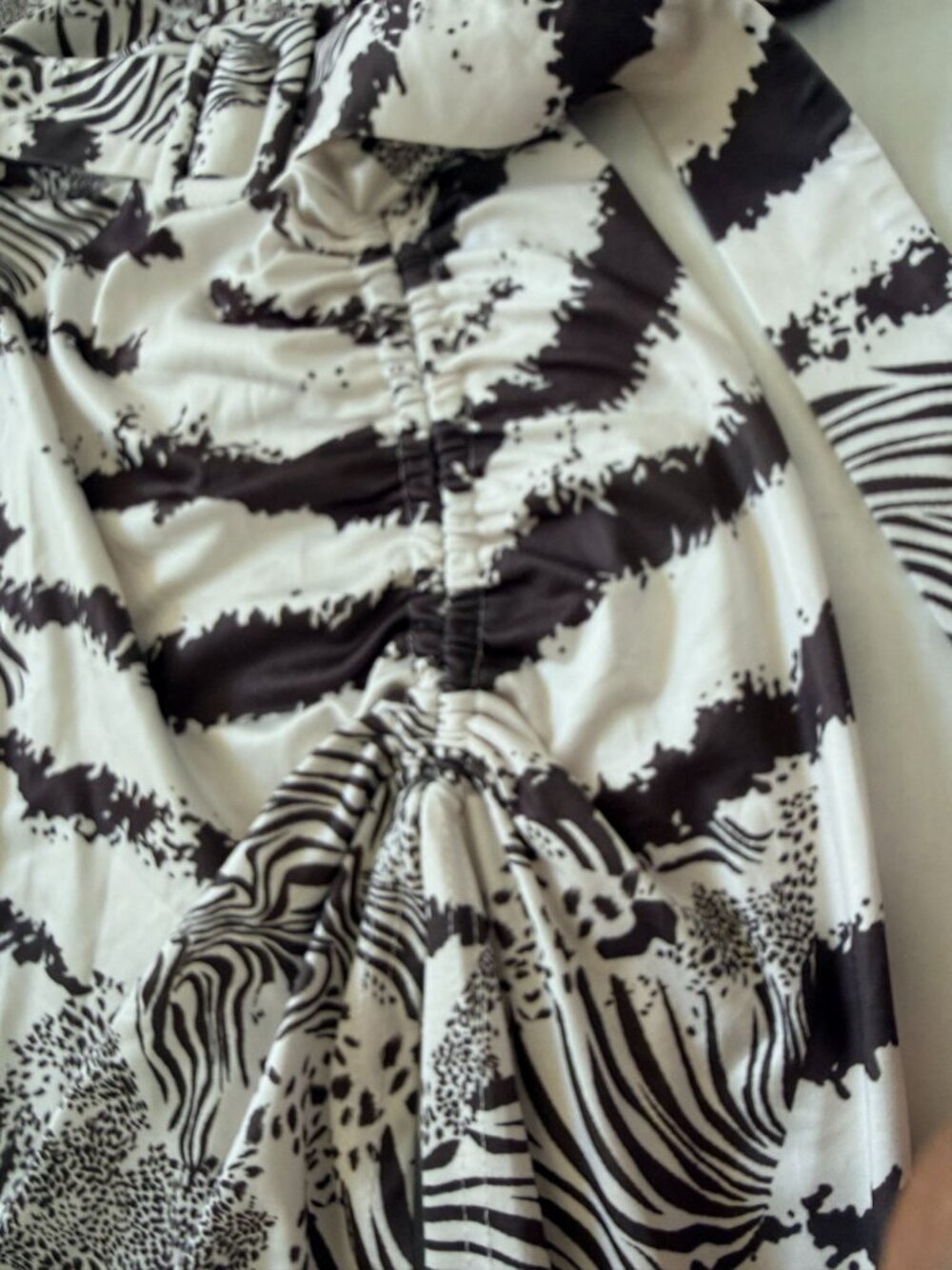 ChicMe Animal Print Ruched Maxi Dress L Brown White Zebra Cheetah Bodycon Resort - Picture 11 of 13